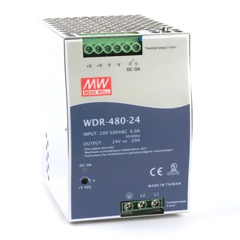 WDR-480-24 Блок питания на DIN-рейку, 24В, 20А, 480Вт Mean Well WDR-480-24 Блок питания на DIN-рейку, 24В, 20А, 480Вт Mean Well